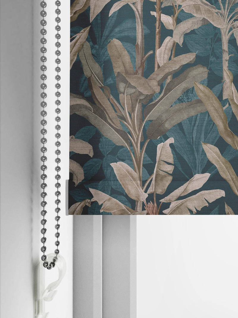 Graham & Brown teal blue Borneo roller blind - British product