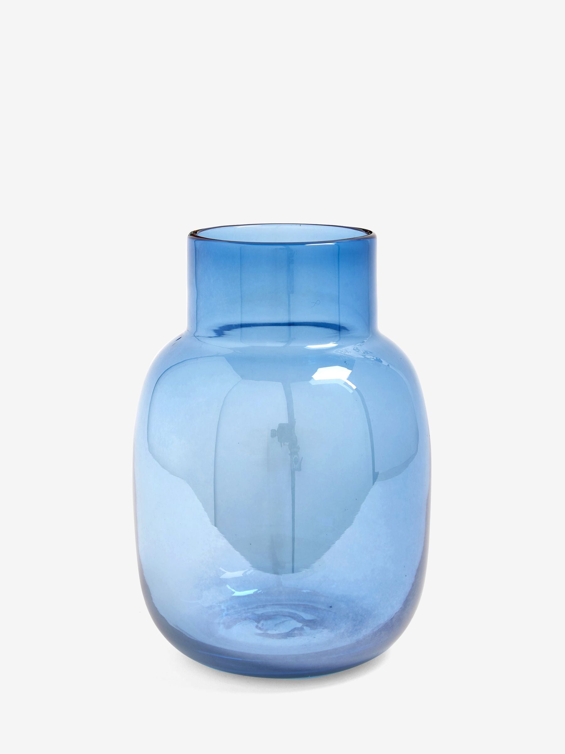 Blue Glass Vase with Cloudy Finish