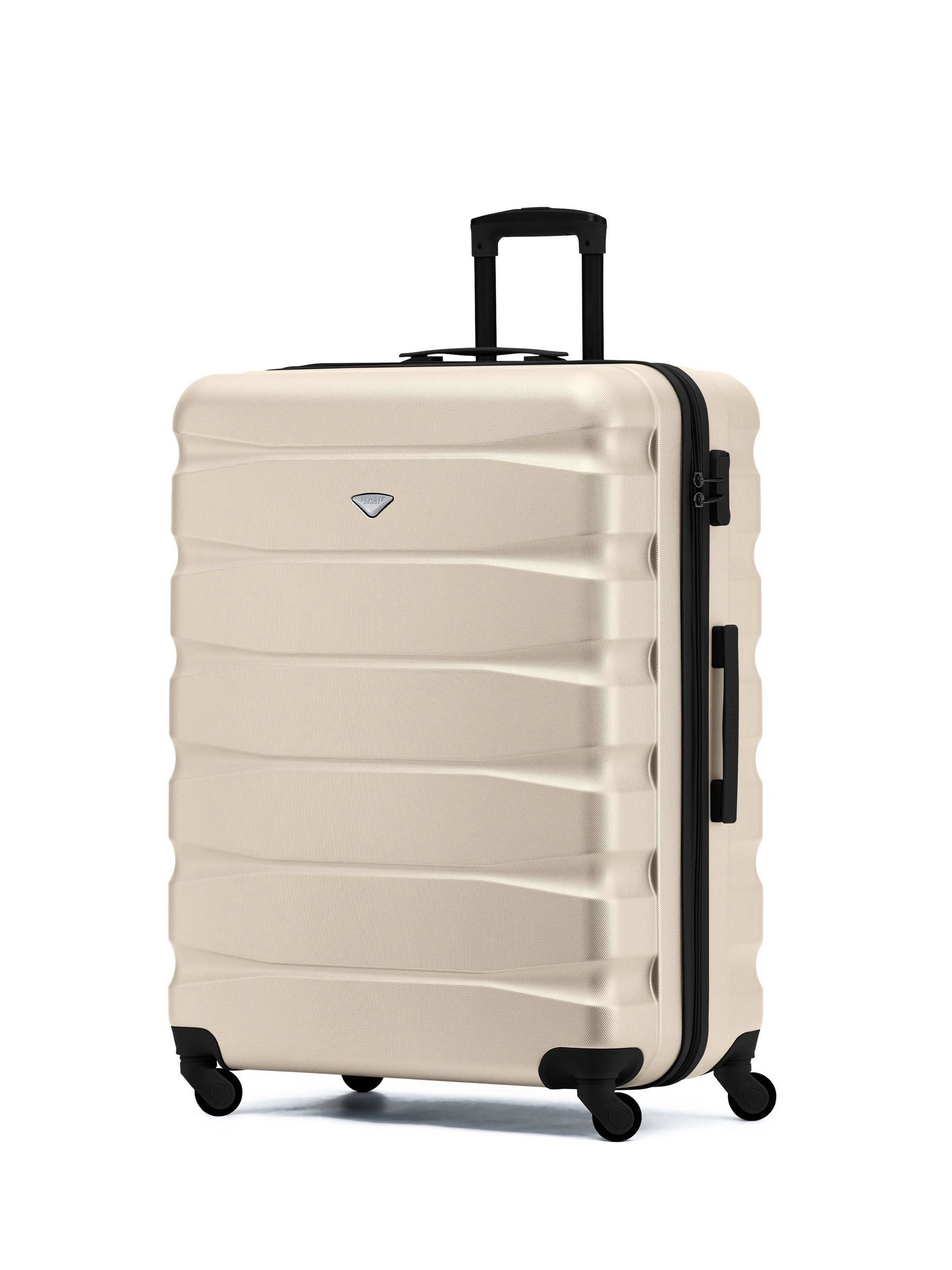 Flight Knight Cream Large Hardcase Lightweight Check-In Suitcase with 4 Wheels 29 inch