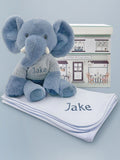 Babyblooms Esme Elephant 25cm soft toy with blue jumper - British product