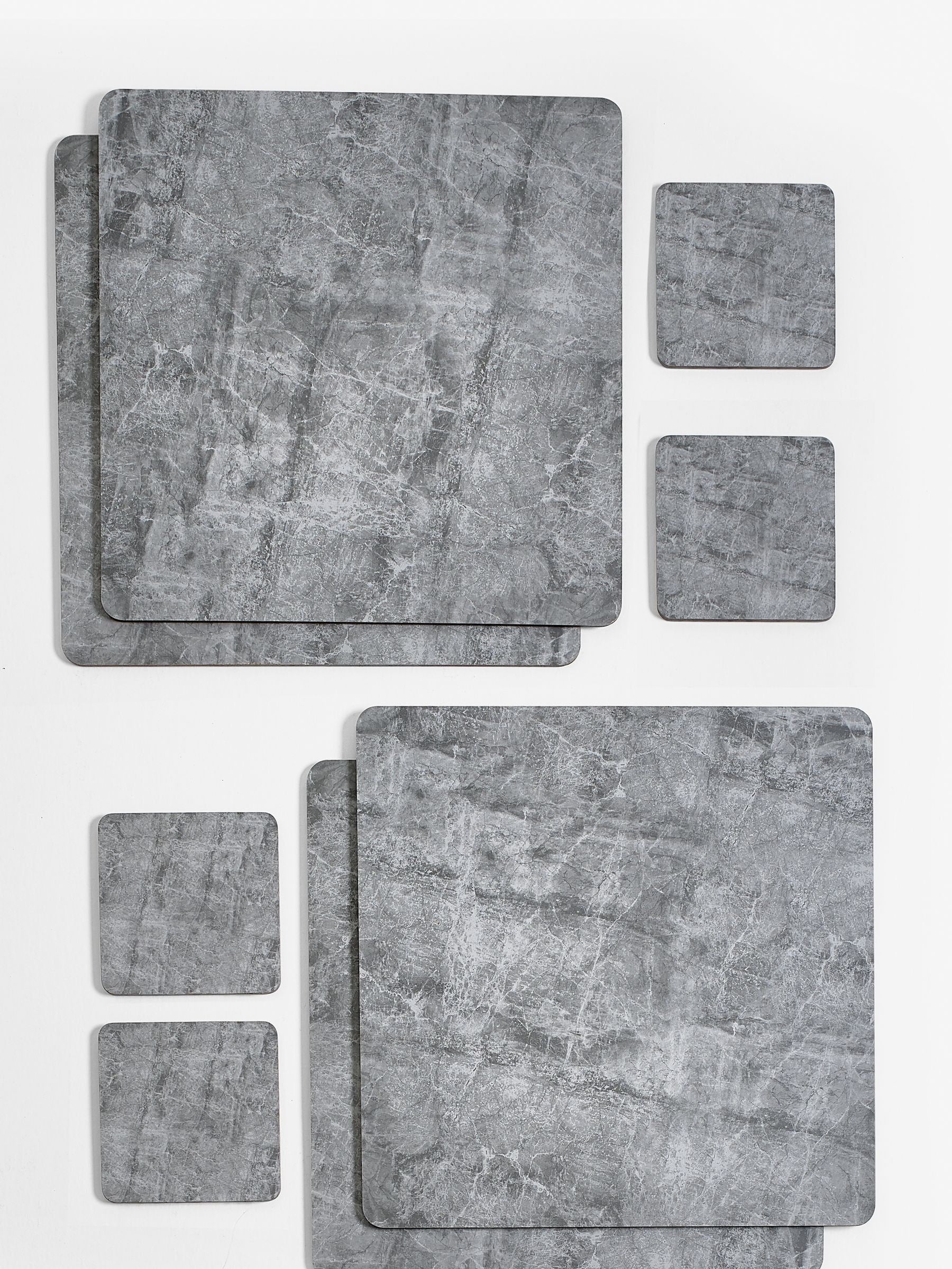Set of 4 grey marble effect placemats and coasters (British brand)