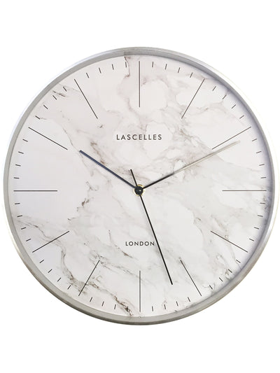 Next Lascelles Cream Brushed Chrome Metal Wall Clock with Marble Dial 31 cm- Buy online at McGrocer