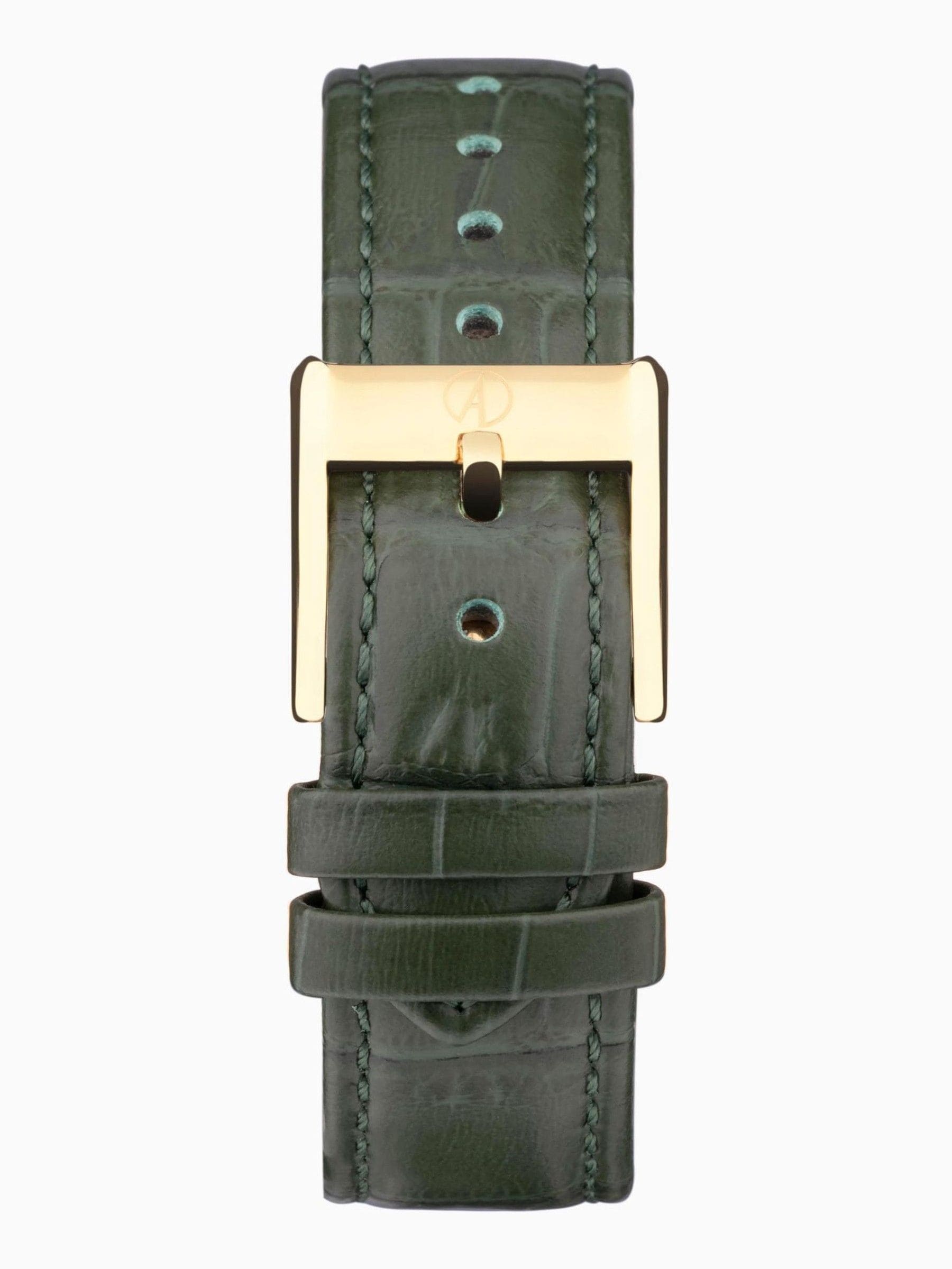 ساعة تناظرية Accurist خضراء مستطيلة بحزام جلدي - منتج بريطاني