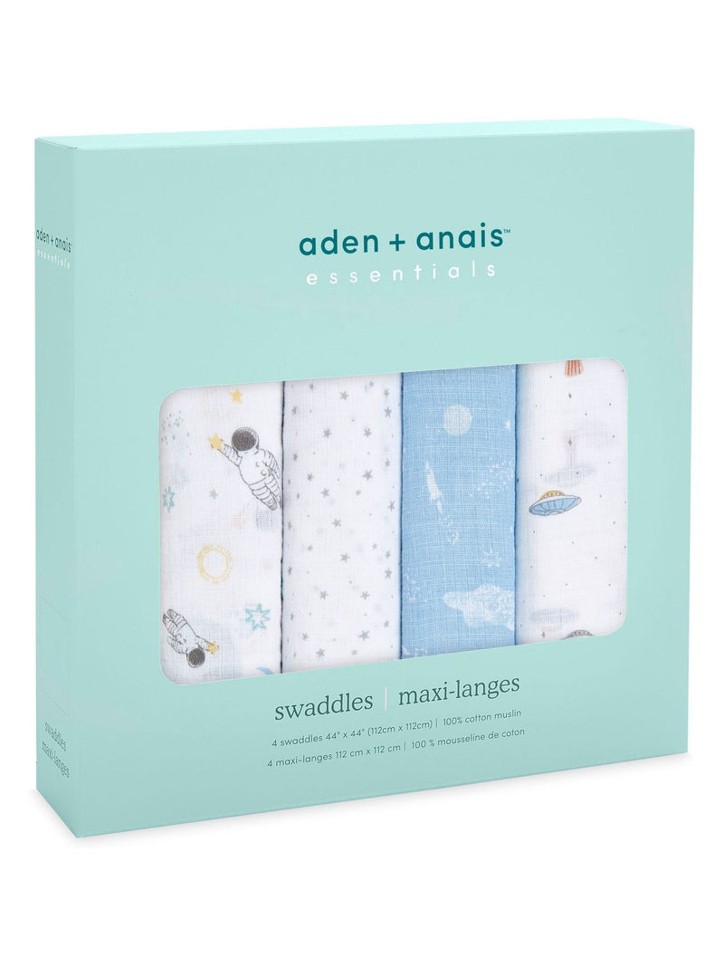Aden & Anais Light Grey Essentials Muslin Blankets 4 Pack