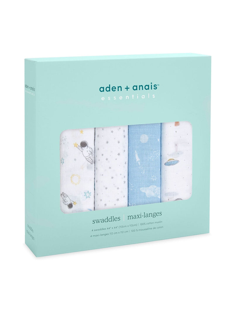 Aden & Anais Light Grey Essentials Muslin Blankets 4 Pack