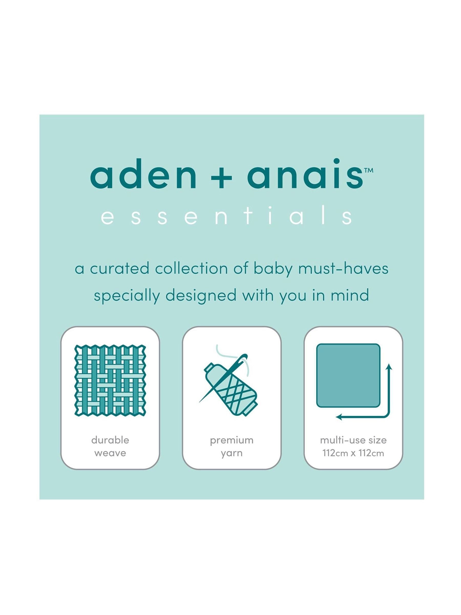 Aden & Anais Light Grey Essentials Muslin Blankets 4 Pack