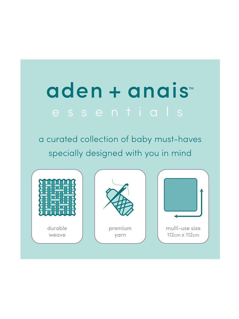 Aden & Anais Light Grey Essentials Muslin Blankets 4 Pack