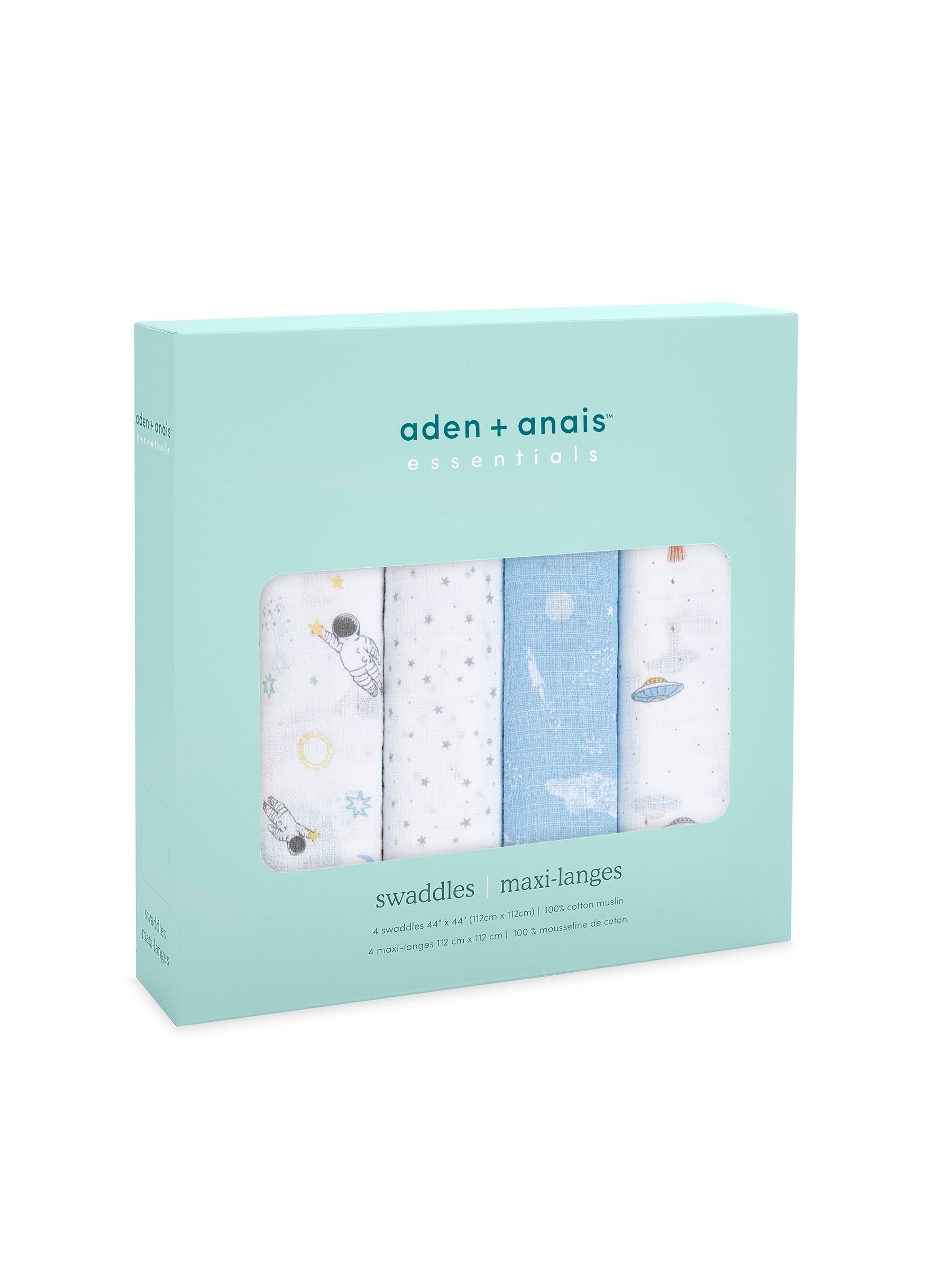 Aden & Anais Light Grey Essentials Muslin Blankets 4 Pack