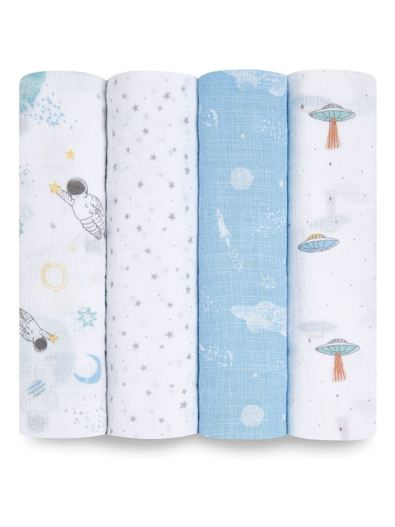 Aden & Anais Light Grey Essentials Muslin Blankets 4 Pack