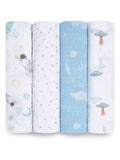 Aden & Anais Light Grey Essentials Muslin Blankets 4 Pack