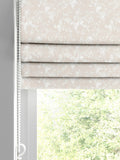 Evin taupe roman blind with woven tree motif, UK version
