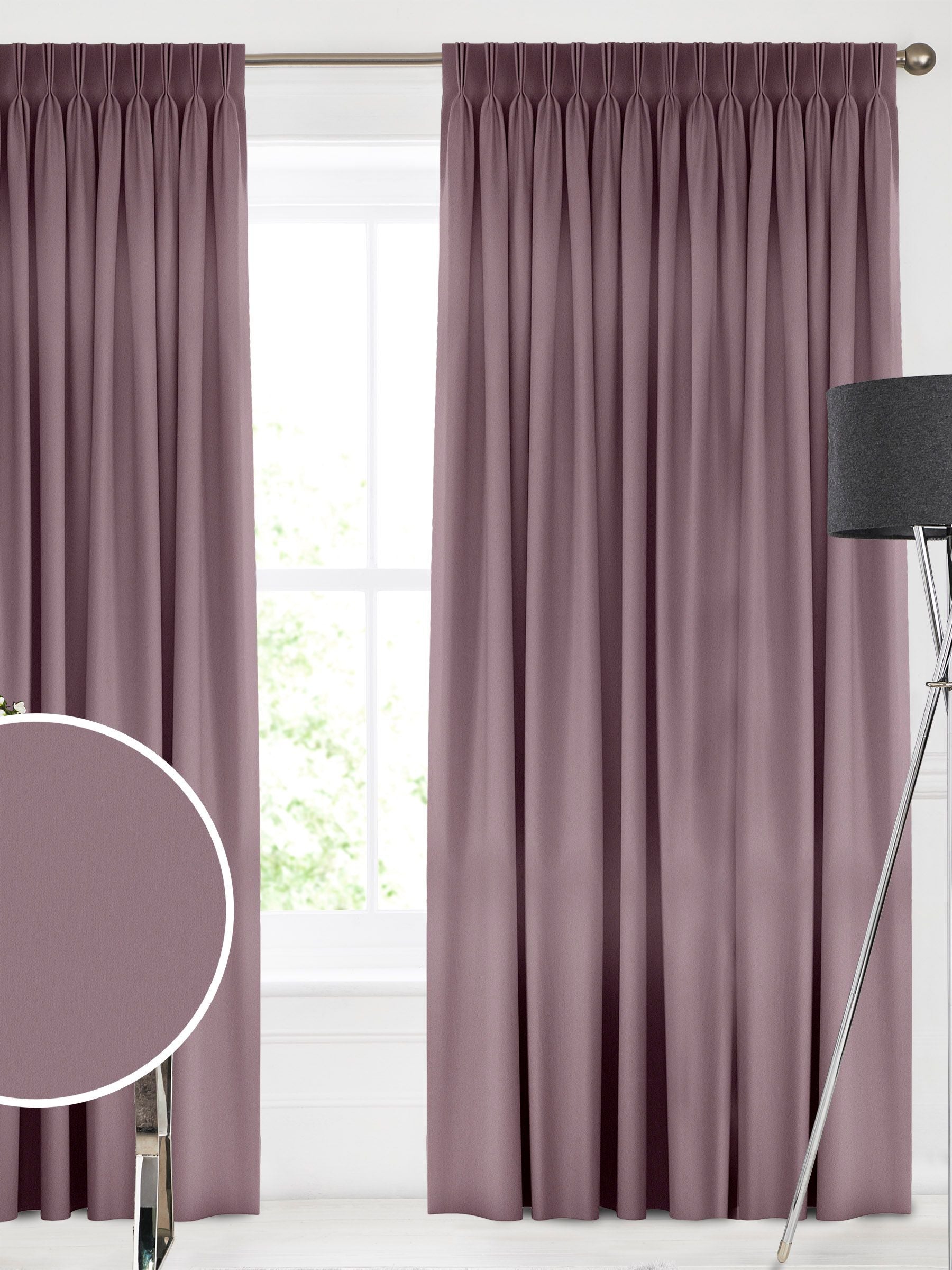 Mauve purple velvet made to measure curtains from Montero (British brand)