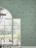 Laura Ashley Jade Green Swans wallpaper 10m, imported from the UK
