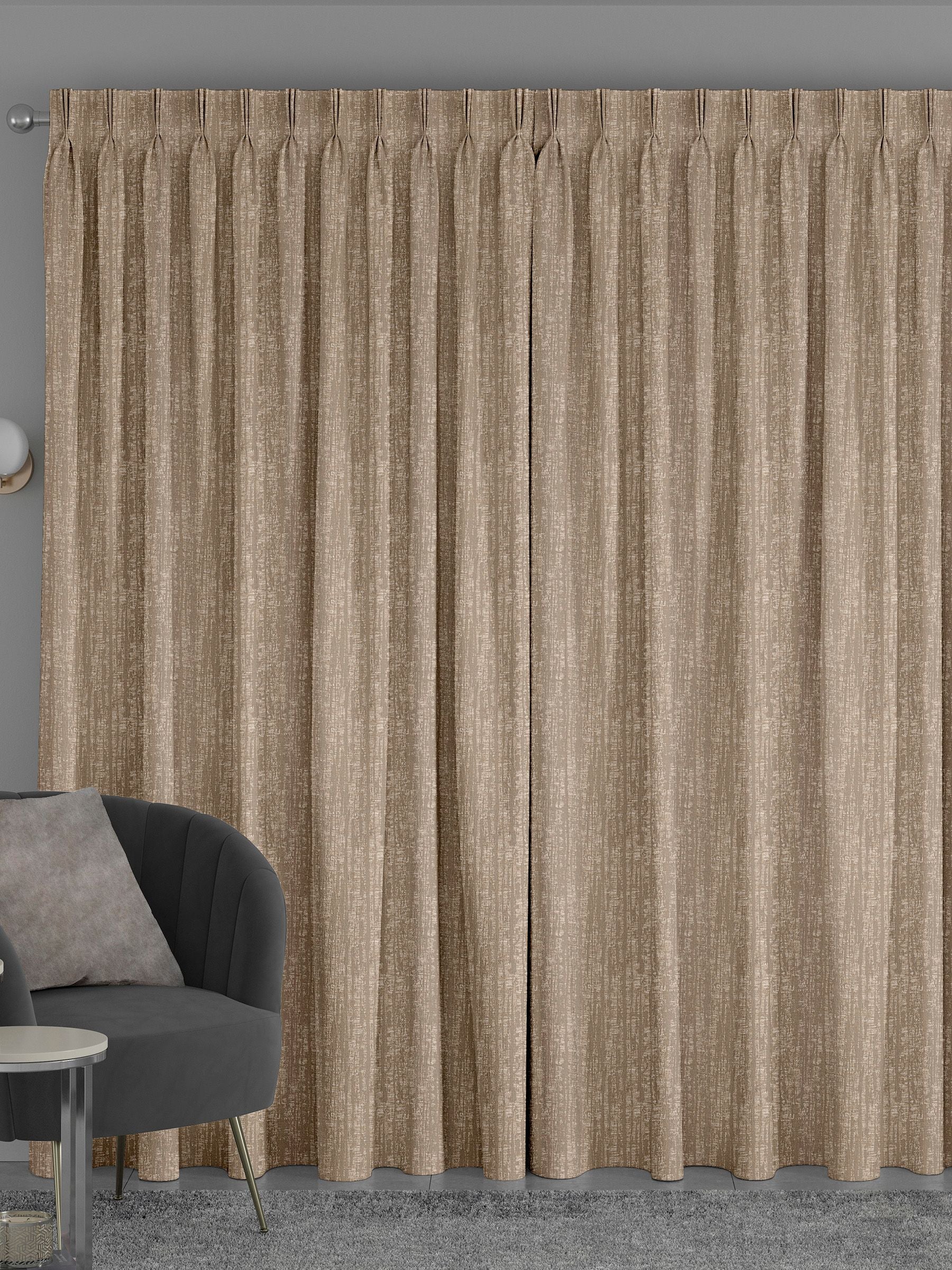 Natural Lenna made to measure brown curtains - British product