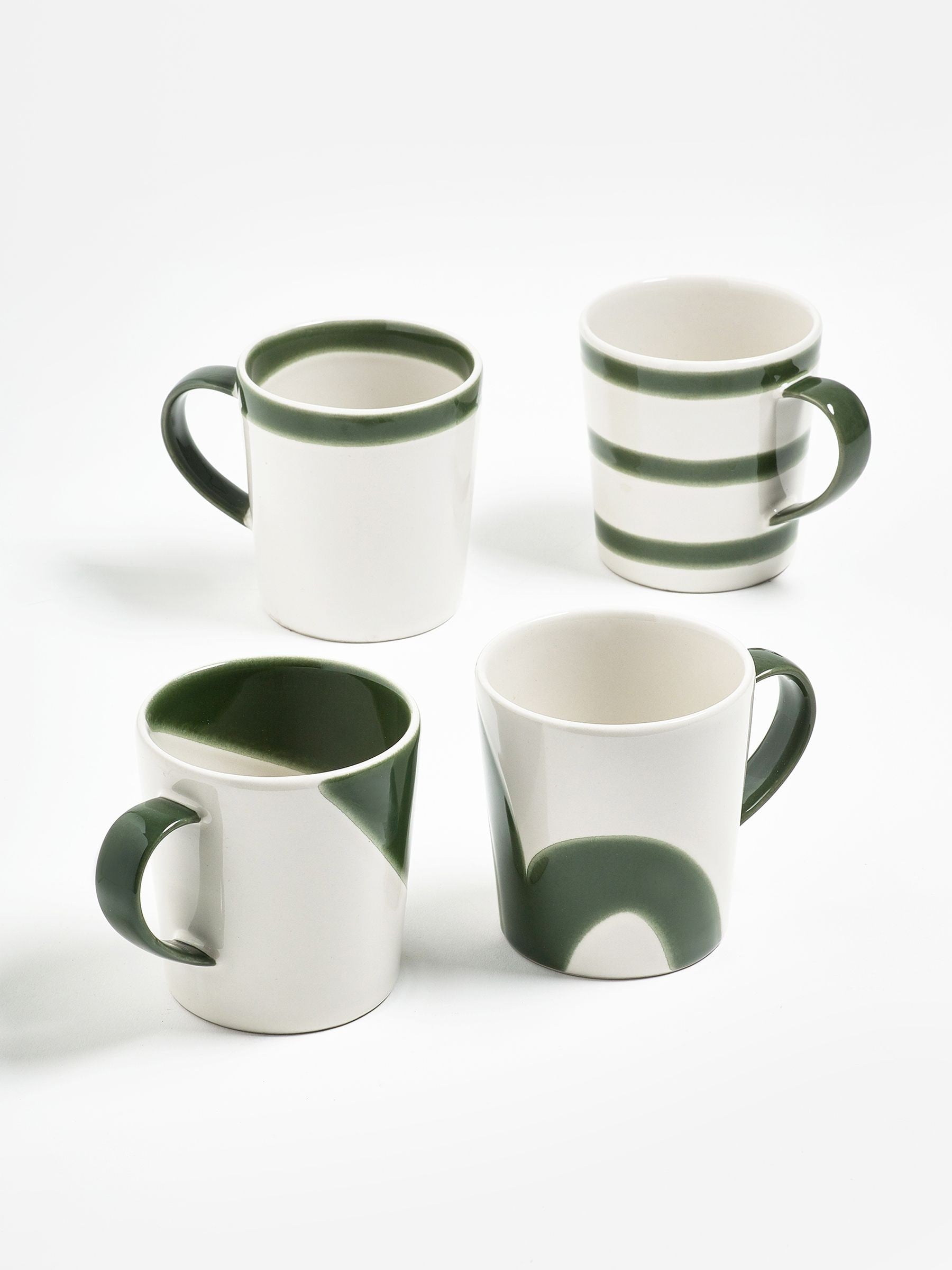 Jasper Conran London green abstract mugs set of 4, UK version