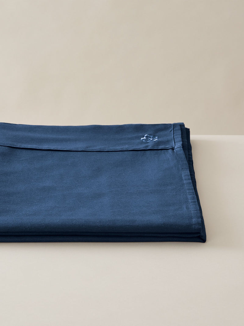 Ted Baker Blue Silky Smooth Plain Dye 100% Cotton Flat Sheet