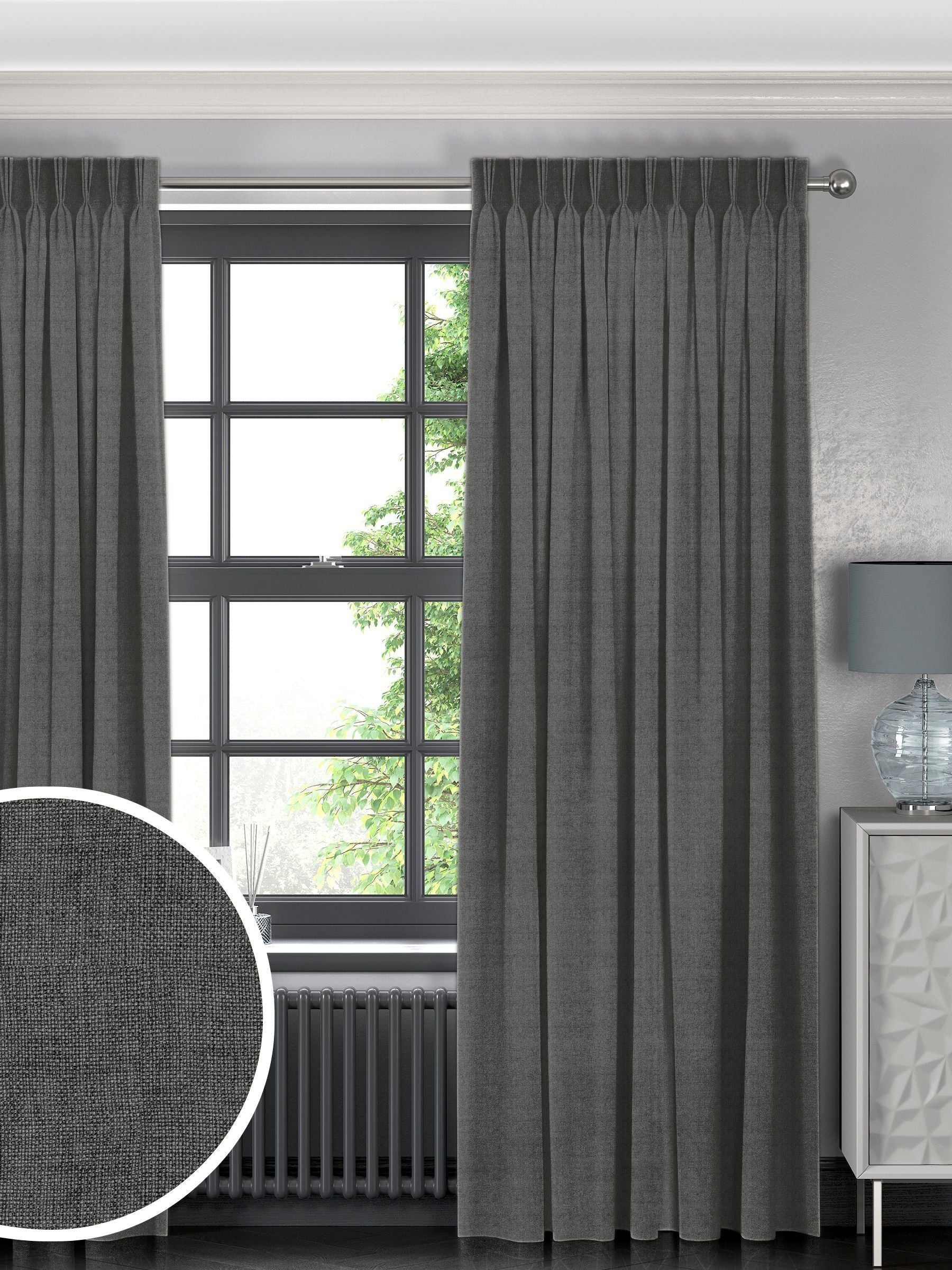 Paso ash grey textured curtains (British brand)