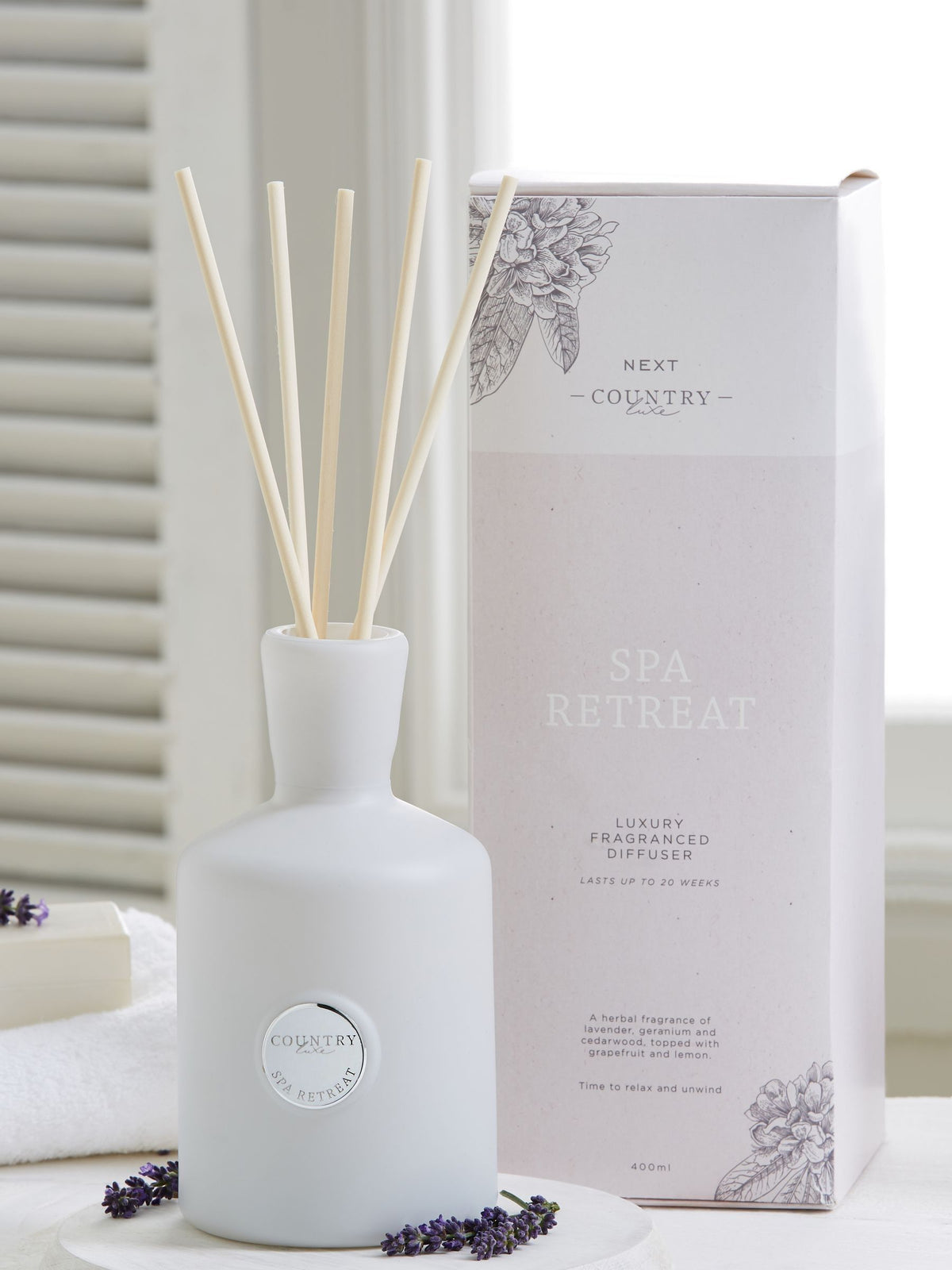 Country Luxe reed diffuser Lavender and Geranium 400ml - British product