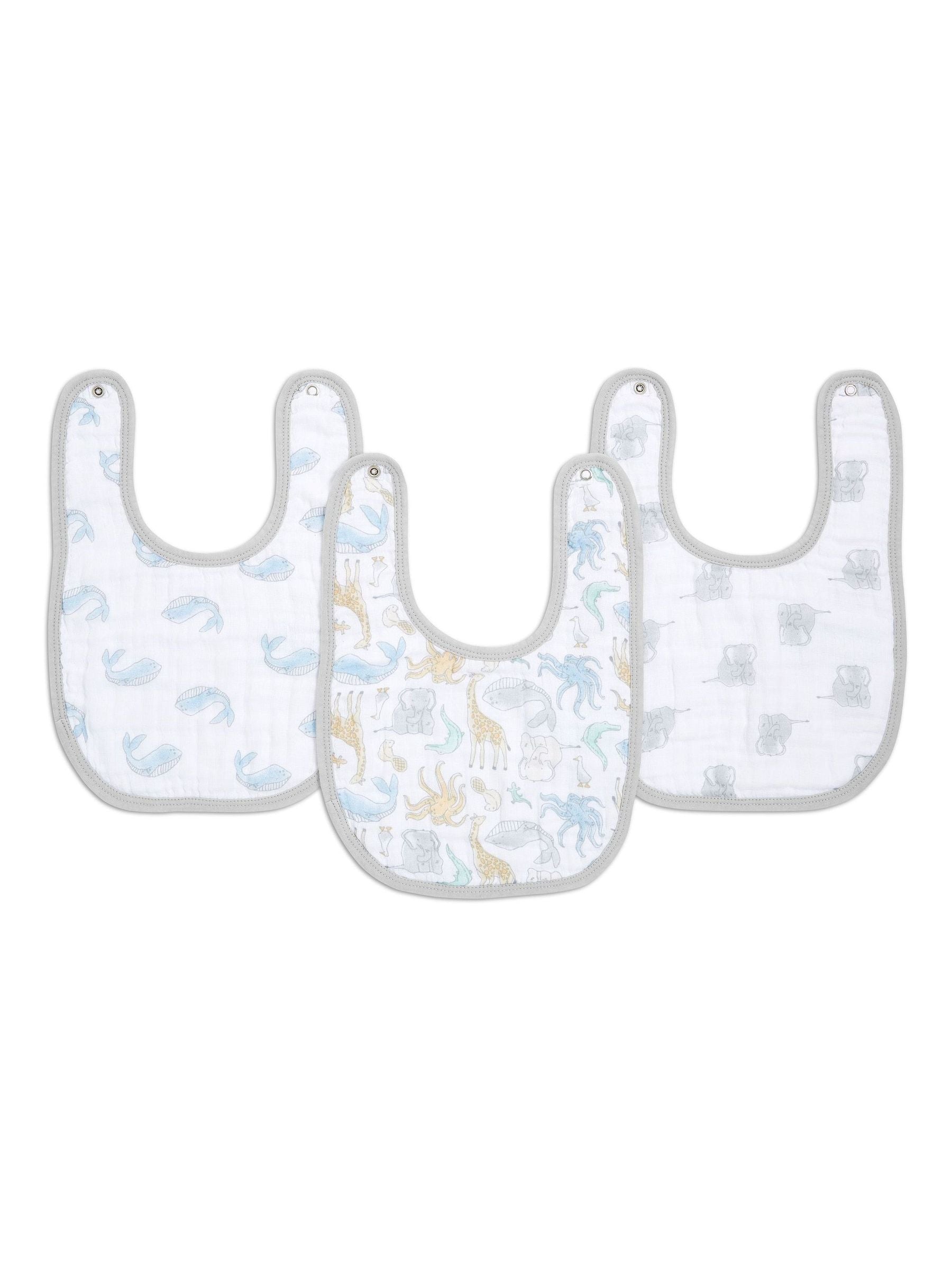 aden + anais white essentials cotton muslin bibs 3 pack (British brand)