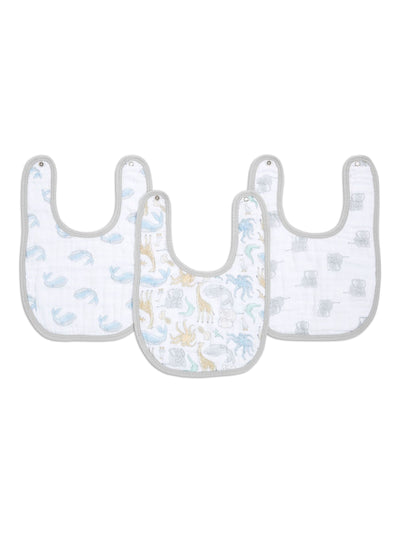 Next aden + anais White Essentials 100% Cotton Baby Muslin Snap Bibs 3 Pack- Buy online at McGrocer