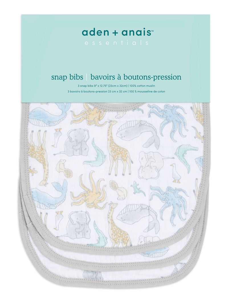 aden + anais white essentials cotton muslin bibs 3 pack (British brand)