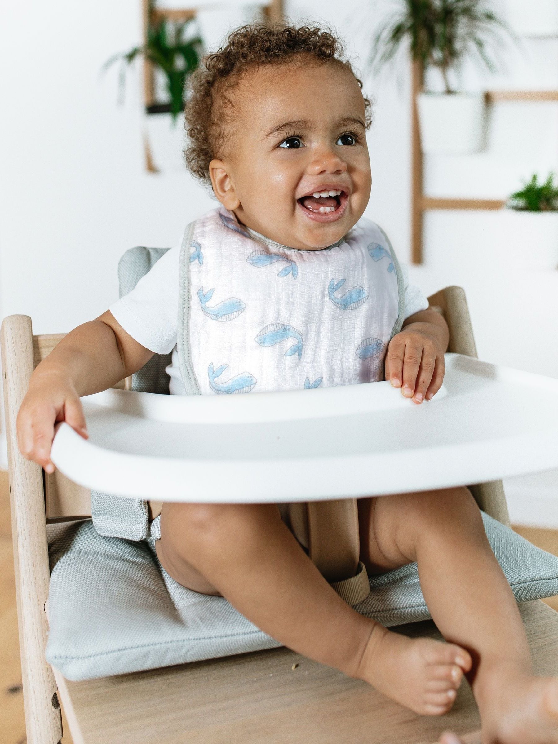 aden + anais white essentials cotton muslin bibs 3 pack (British brand)