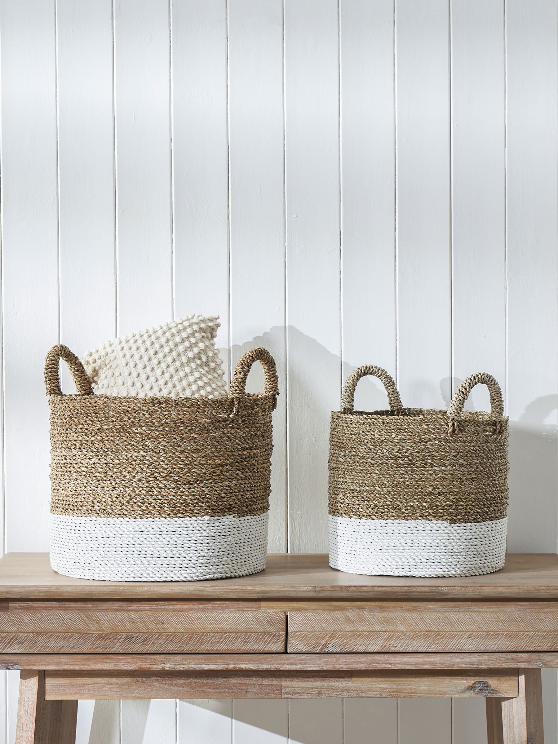 Pacific two tone banana leaf storage baskets - British product