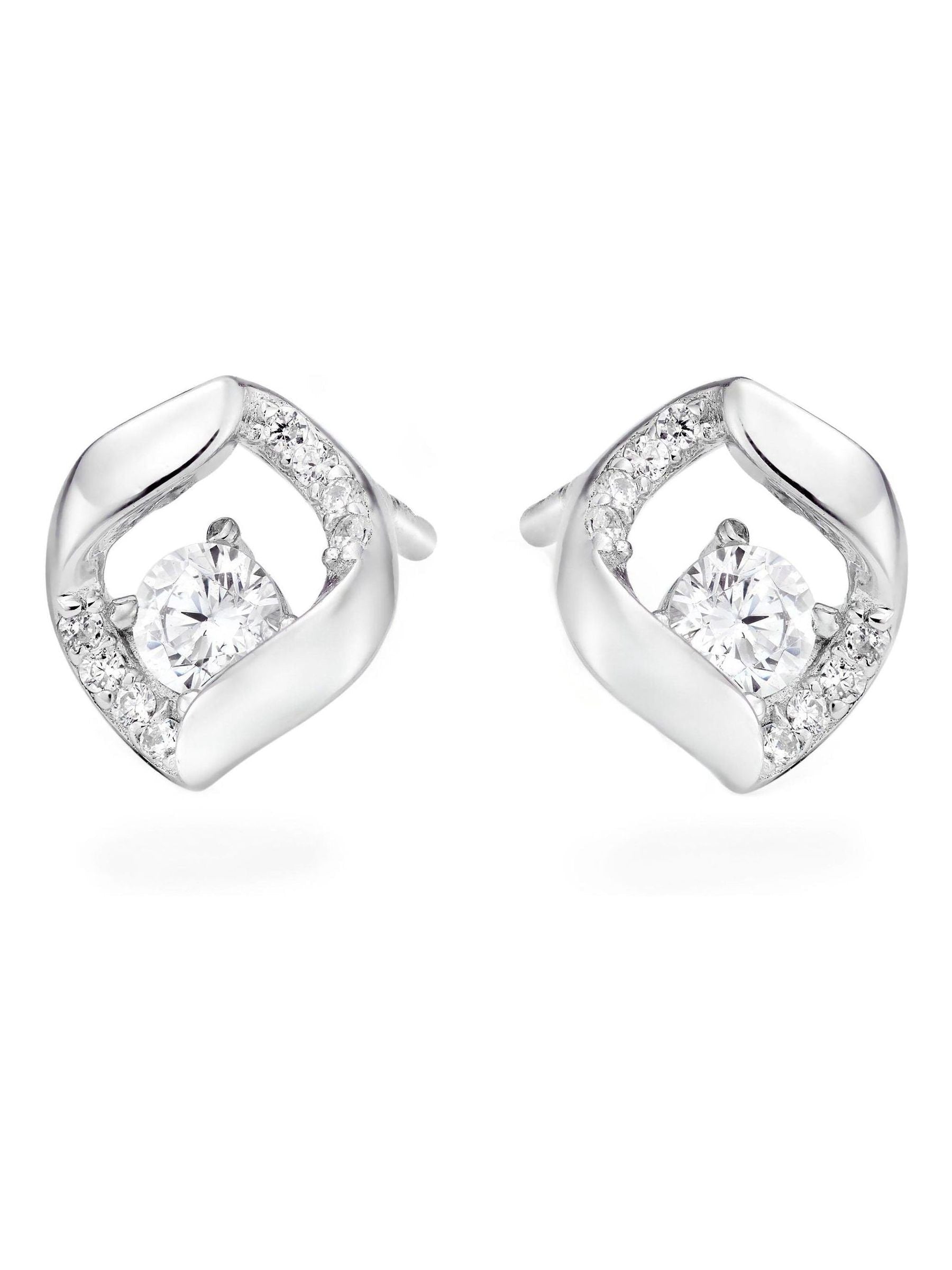 Beaverbrooks sterling silver cubic zirconia stud earrings 8mm x 6mm - British product