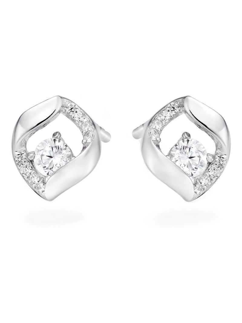 Beaverbrooks sterling silver cubic zirconia stud earrings 8mm x 6mm - British product