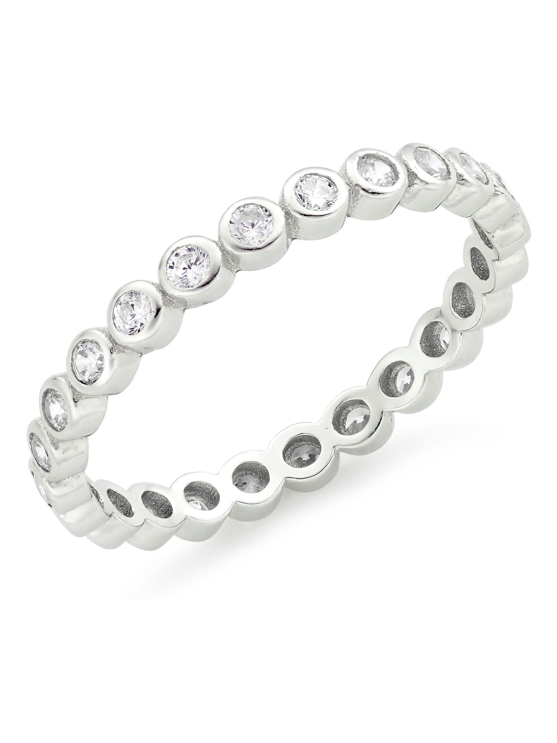 Beaverbrooks Silver Cubic Zirconia Bubble Stacking Ring 2.5mm width - British product