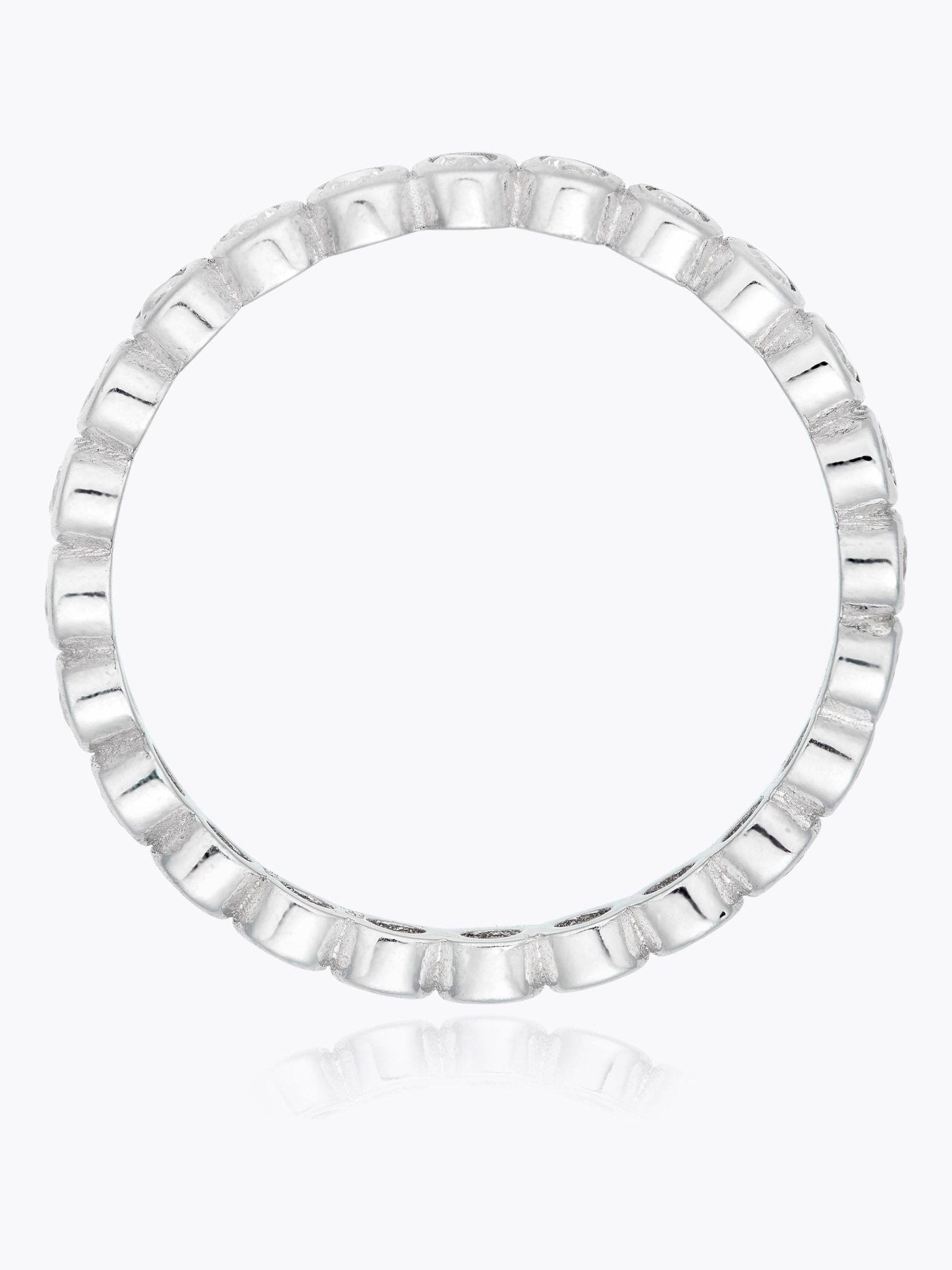 Beaverbrooks Silver Cubic Zirconia Bubble Stacking Ring 2.5mm width - British product