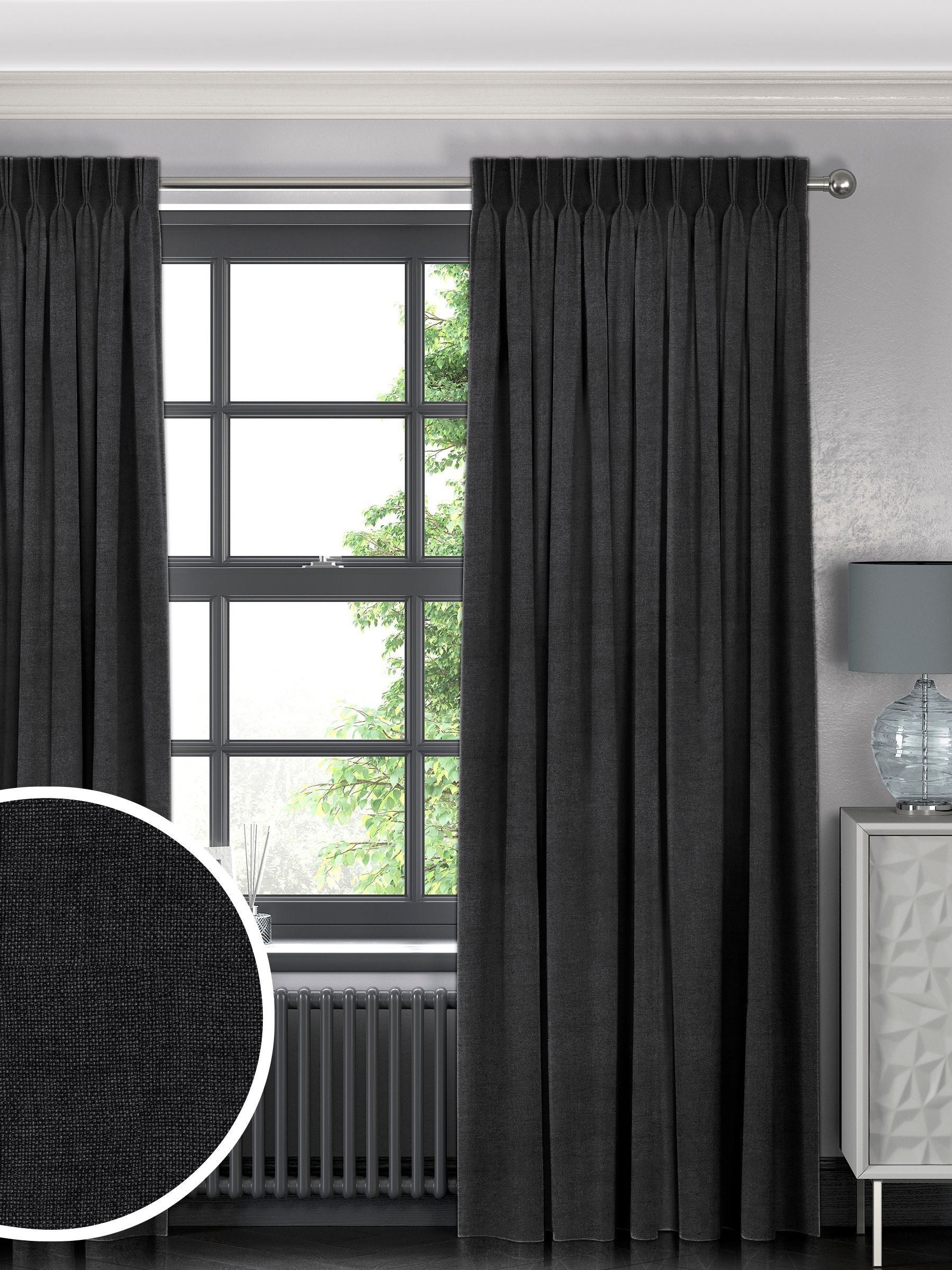 Made to measure curtains charcoal grey textured (British brand)