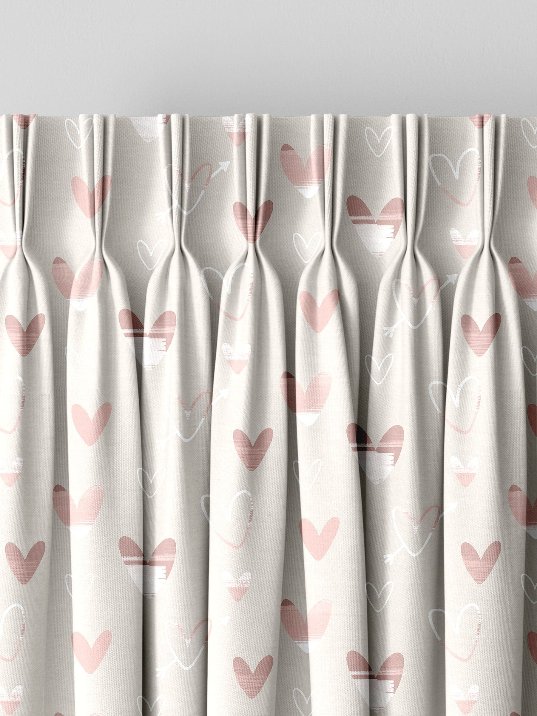 Natural Kids Love Hearts curtains, imported from the UK
