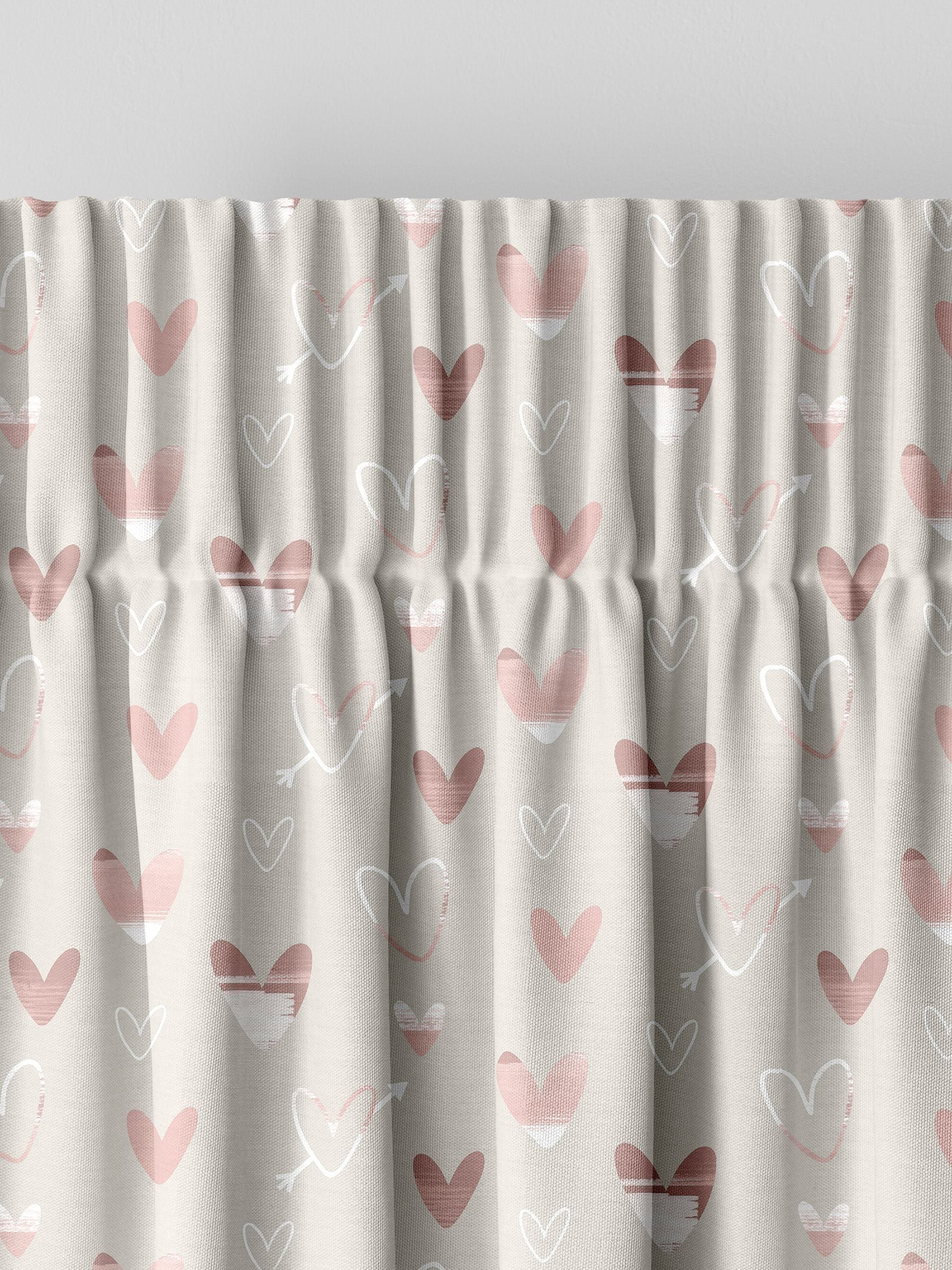 Natural Kids Love Hearts curtains, imported from the UK
