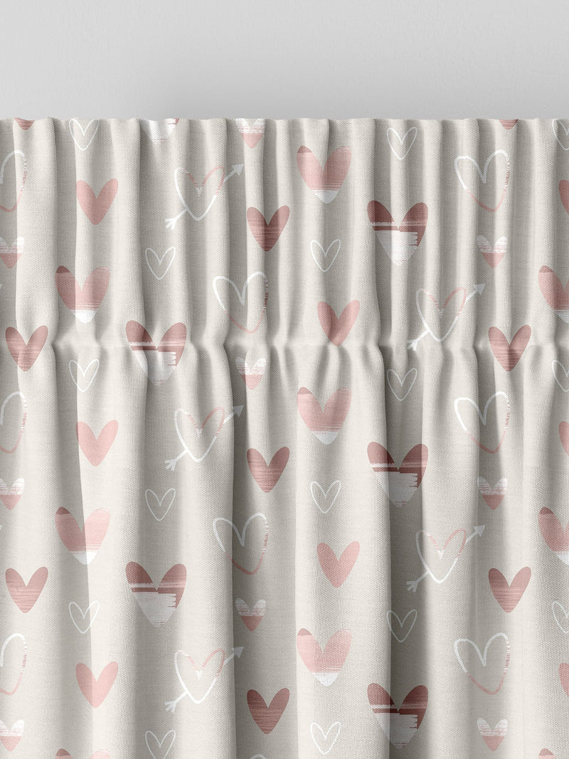 Natural Kids Love Hearts curtains, imported from the UK