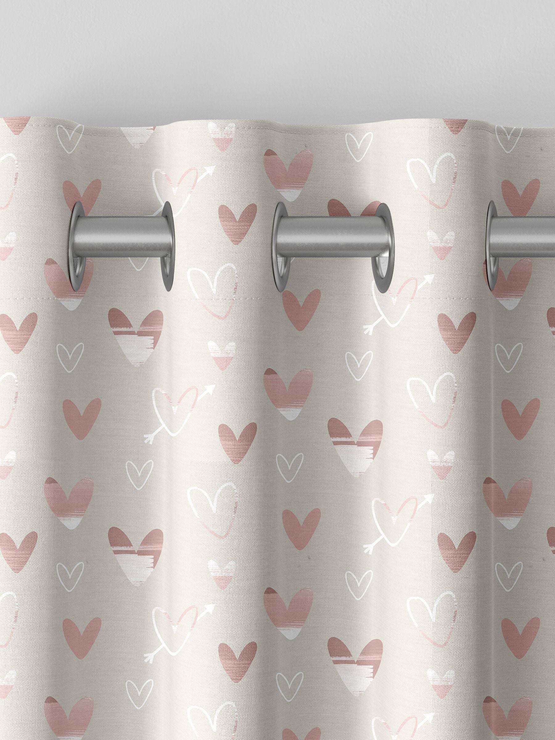 Natural Kids Love Hearts curtains, imported from the UK