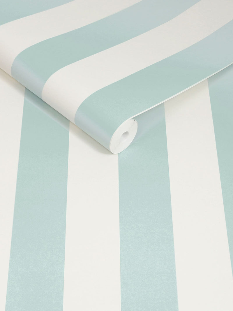 Cath Kidston Canopy Stripe wallpaper sample duck egg blue A4 - British product