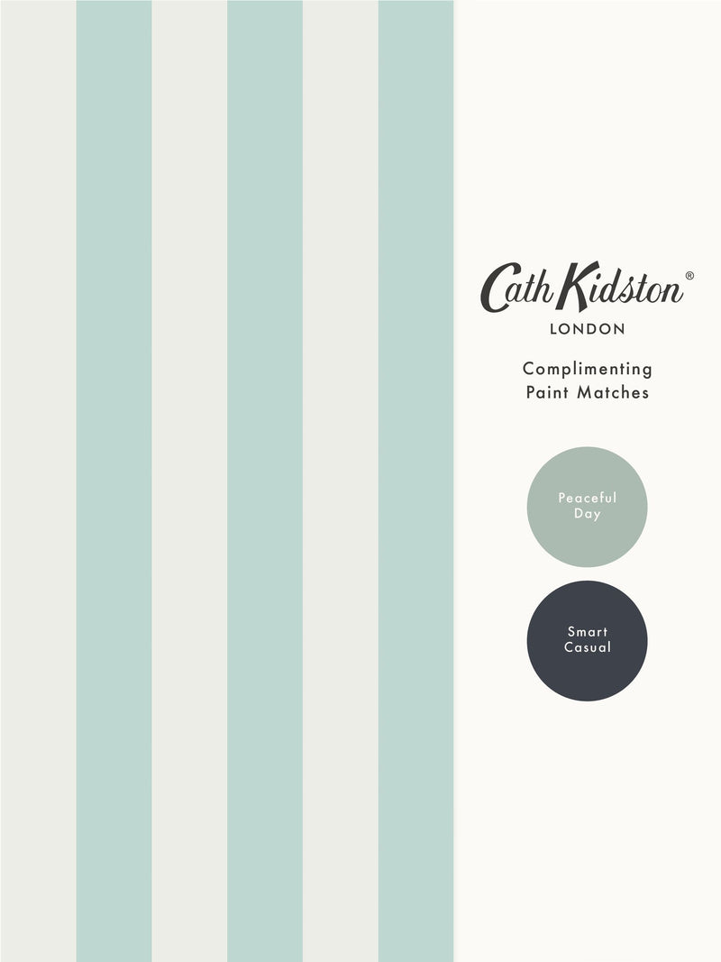 Cath Kidston Canopy Stripe wallpaper sample duck egg blue A4 - British product