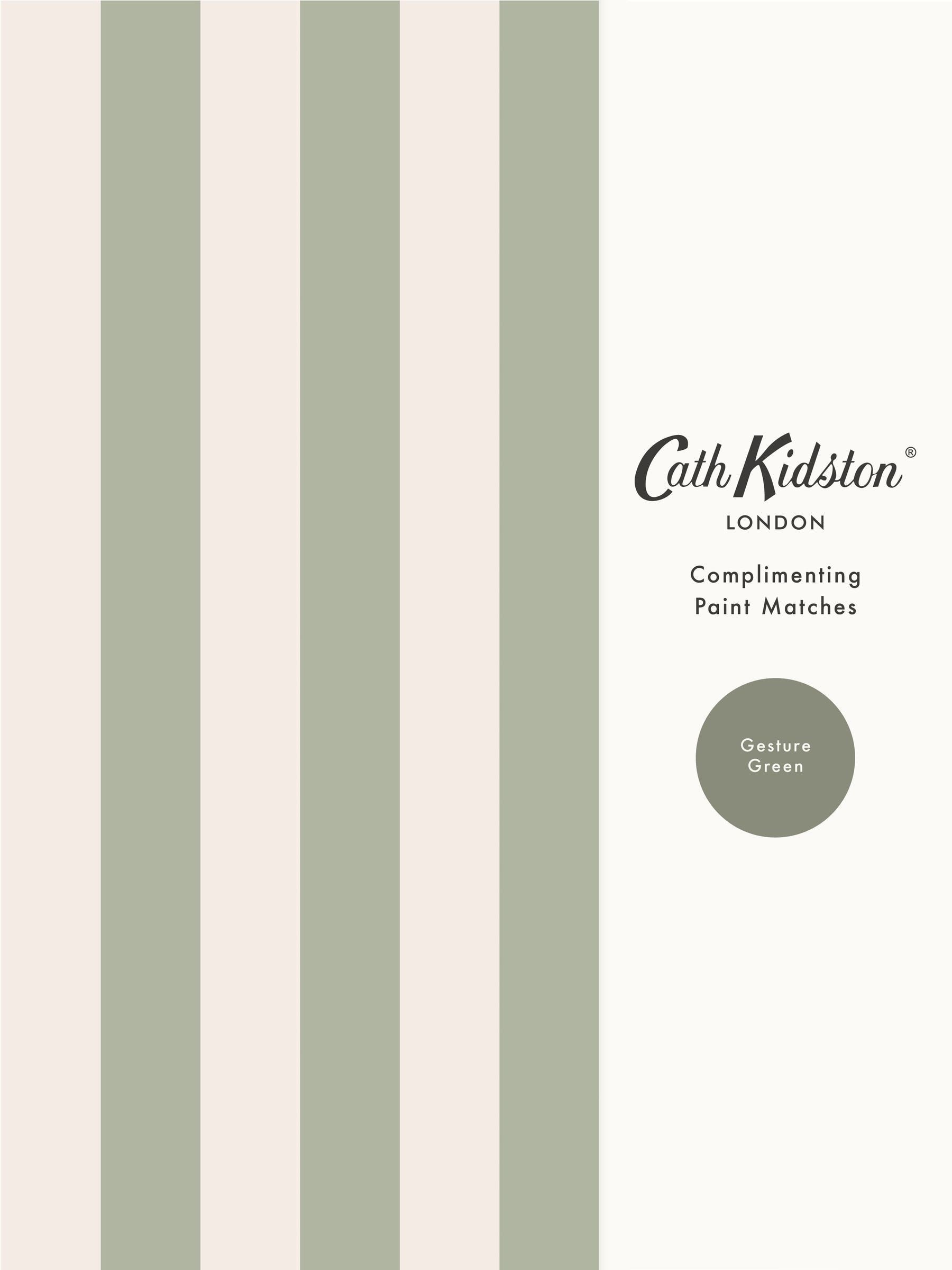 Cath Kidston sage canopy stripe A4 wallpaper sample, UK version