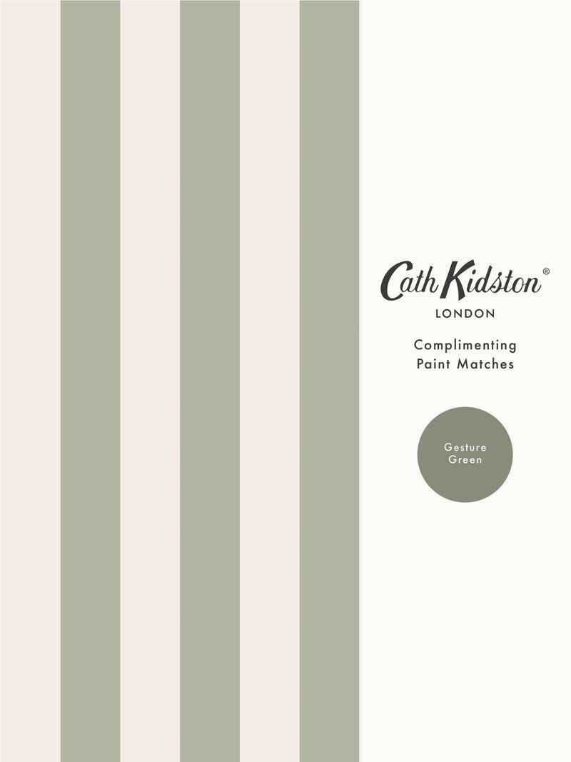 Cath Kidston sage canopy stripe A4 wallpaper sample, UK version