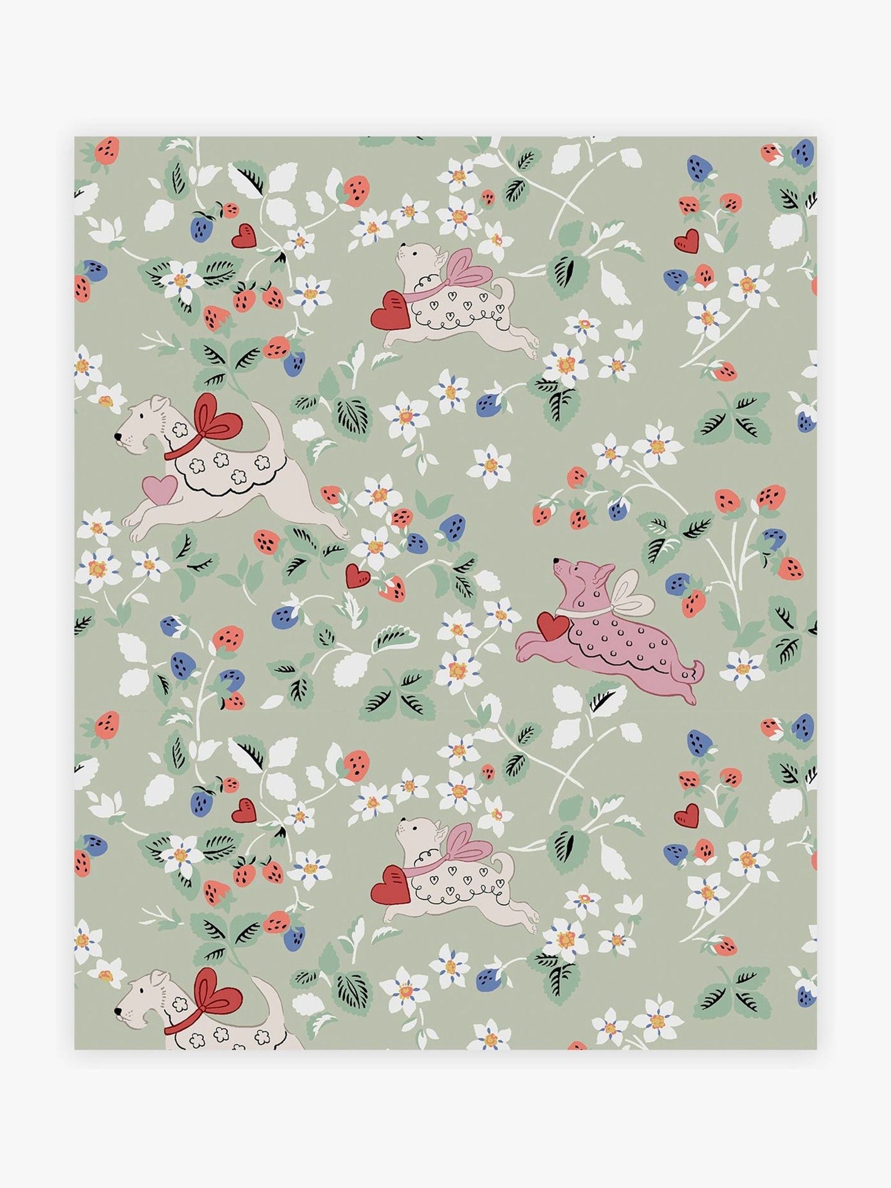 Cath Kidston Puppy Dream Floral wallpaper sample A4 (British brand)