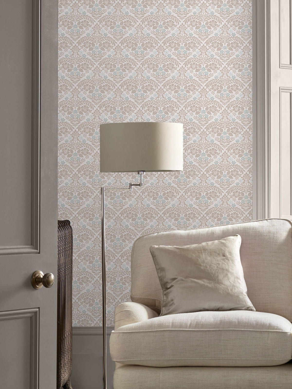 Laura Ashley wallpaper sample Dove Grey Margam A4, imported from the UK