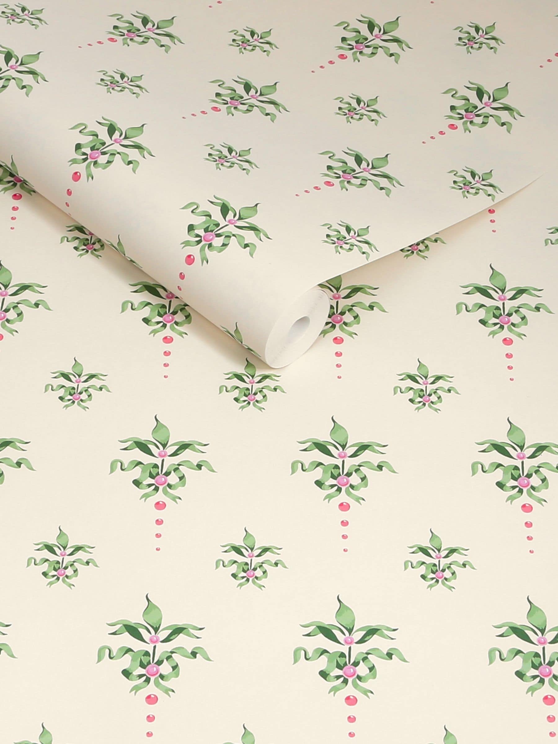 Cath Kidston wallpaper sample cream crest design A4, imported from the UK