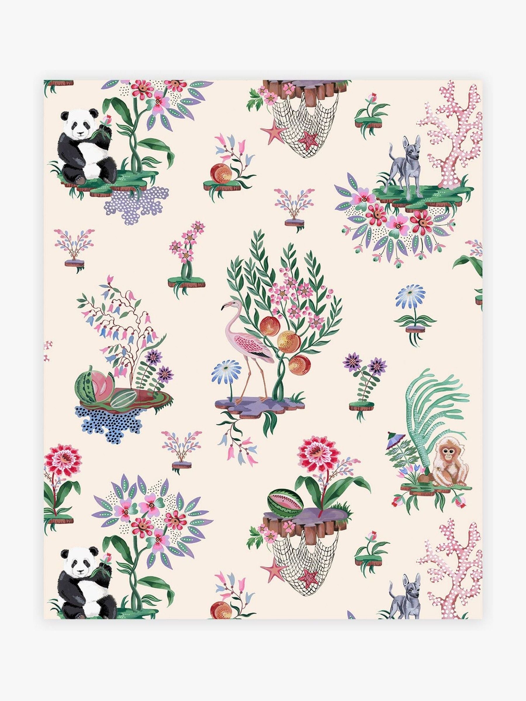 Cath Kidston Cream Chihuahua Island wallpaper sample (British brand)