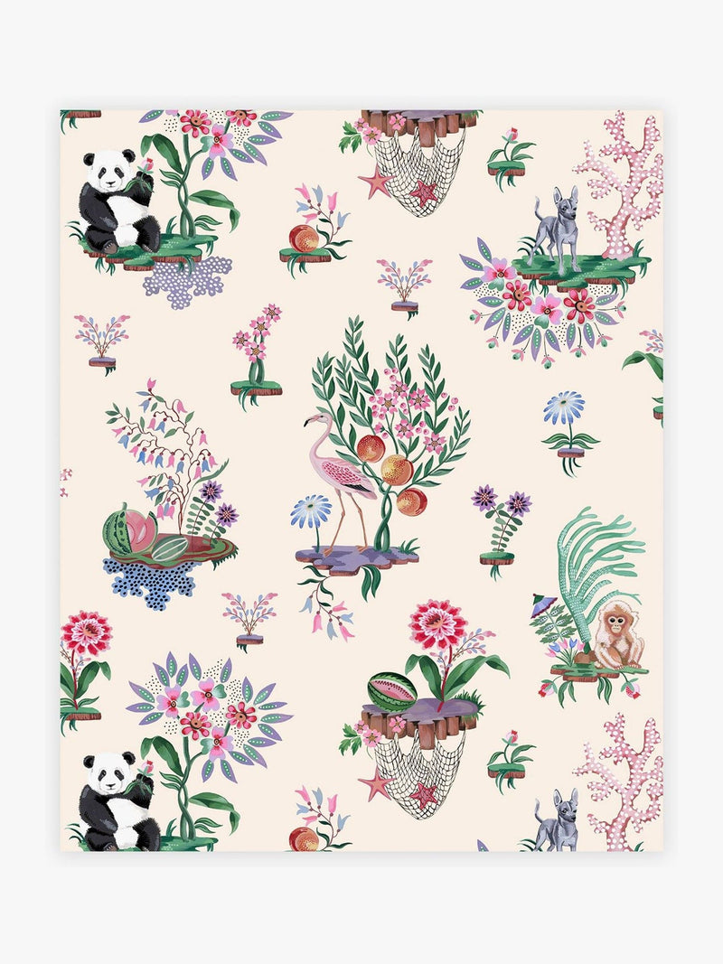 Cath Kidston Cream Chihuahua Island wallpaper sample (British brand)