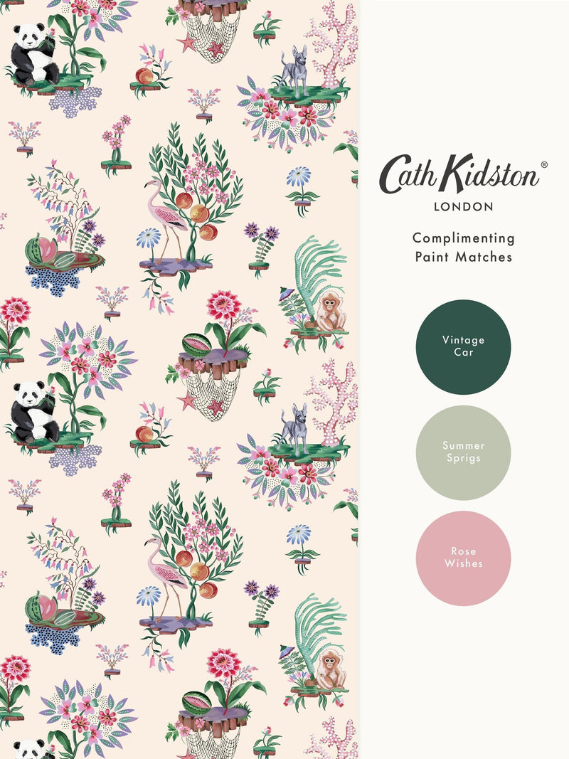 Cath Kidston Cream Chihuahua Island wallpaper sample (British brand)