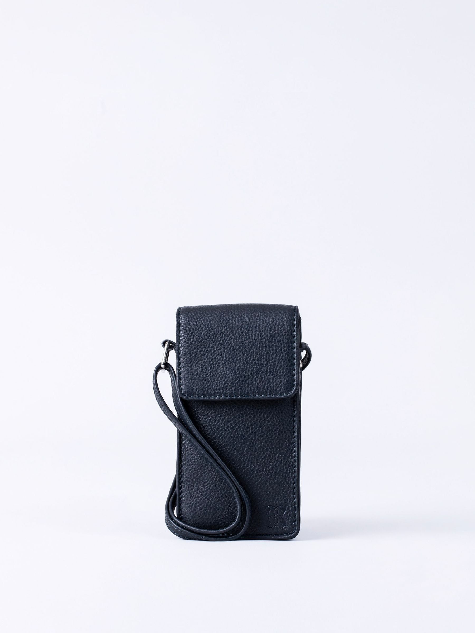 Lakeland Leather navy cross-body phone pouch (British brand)