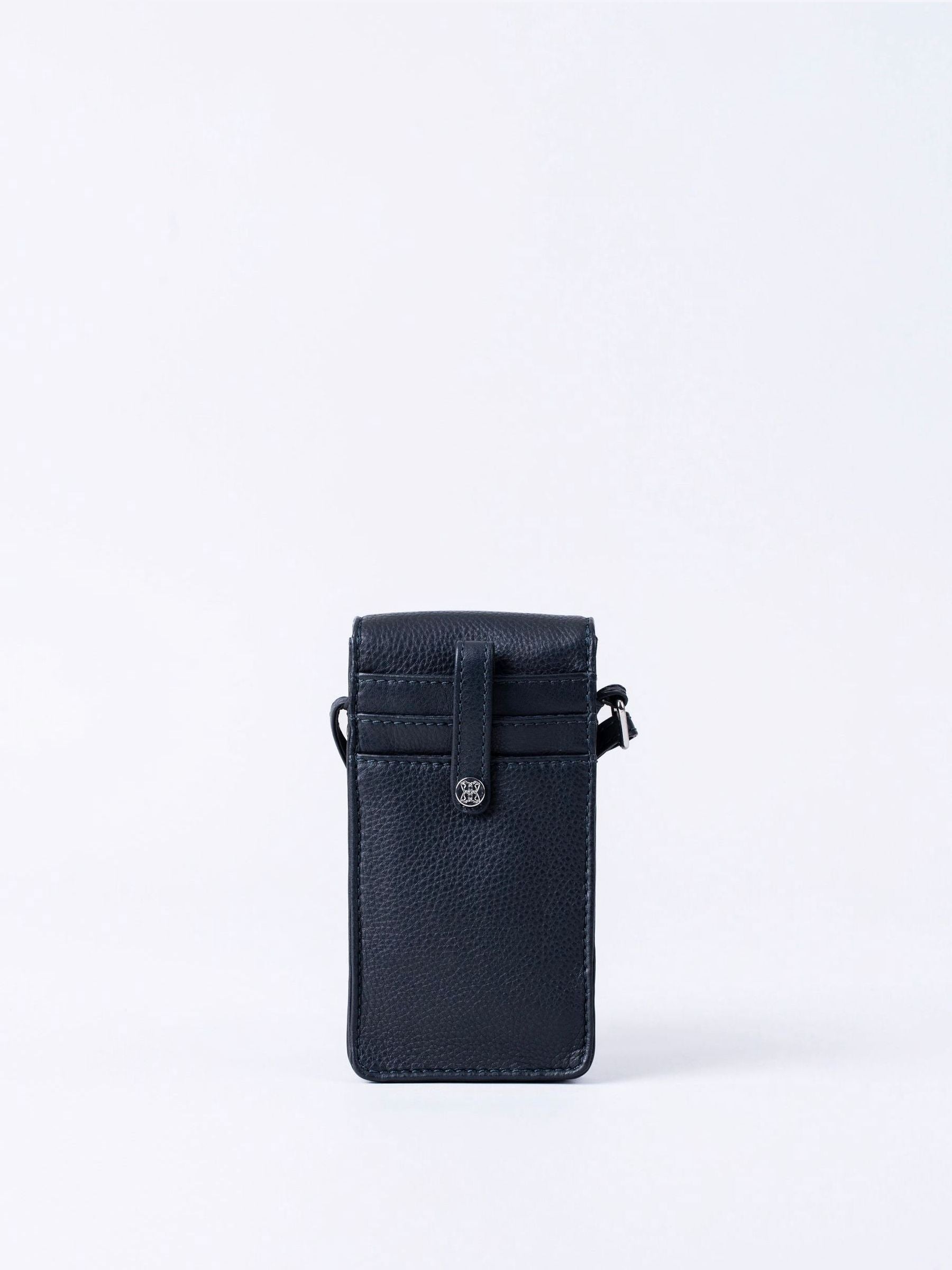 Lakeland Leather navy cross-body phone pouch (British brand)