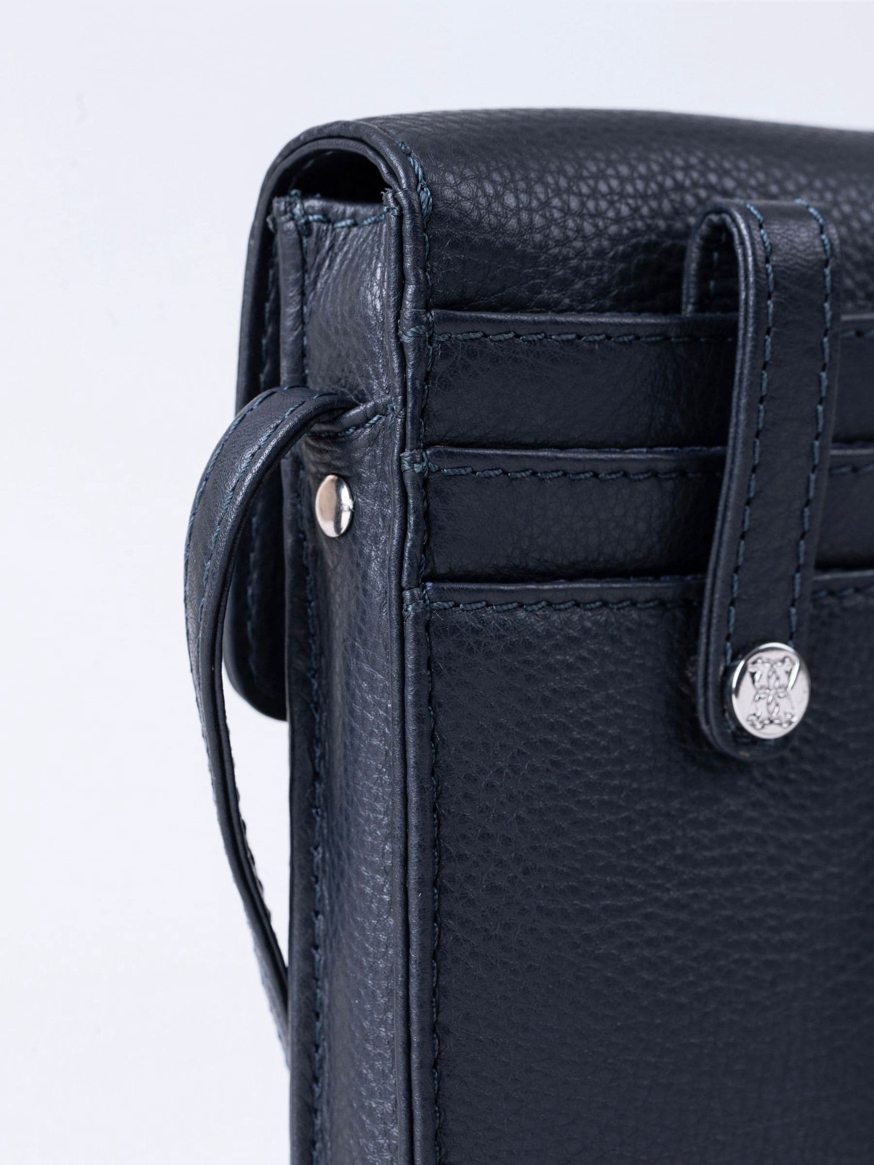 Lakeland Leather navy cross-body phone pouch (British brand)