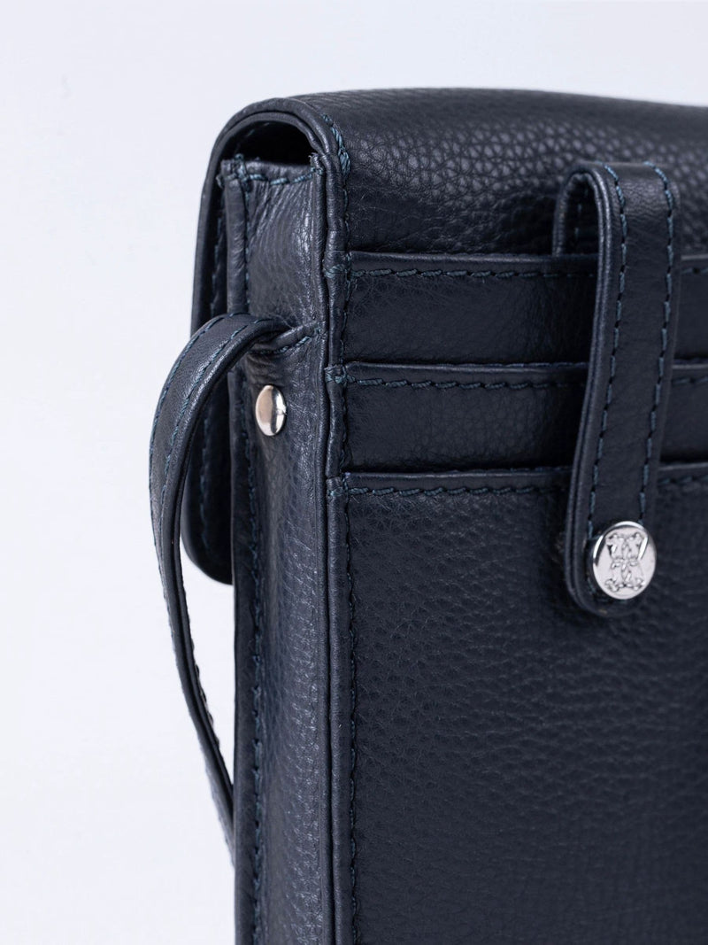 Lakeland Leather navy cross-body phone pouch (British brand)